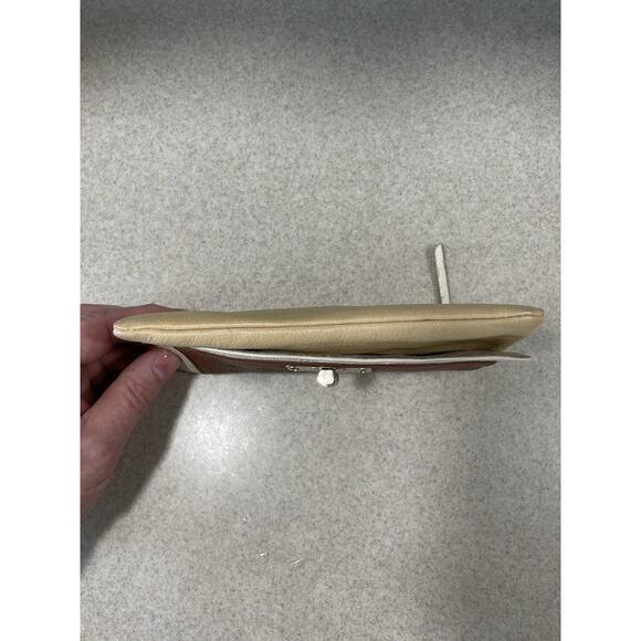 Elliott Lucca Envelope Clutch Wallet Turn Lock Purse Pebbled Color Block Leather - Picture 4 of 12